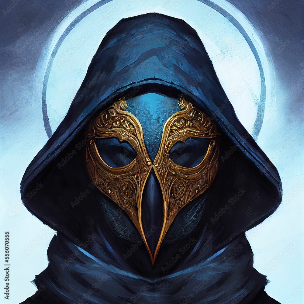rookie flaske Revision Hooded rogue warrior wearing an raven mask ,made with Generative AI Stock  Illustration | Adobe Stock