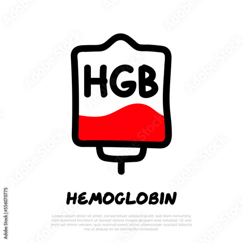 Blood bag with plasma. Doodle thin line icon. Blood donation. Blood type. Vector illustration.