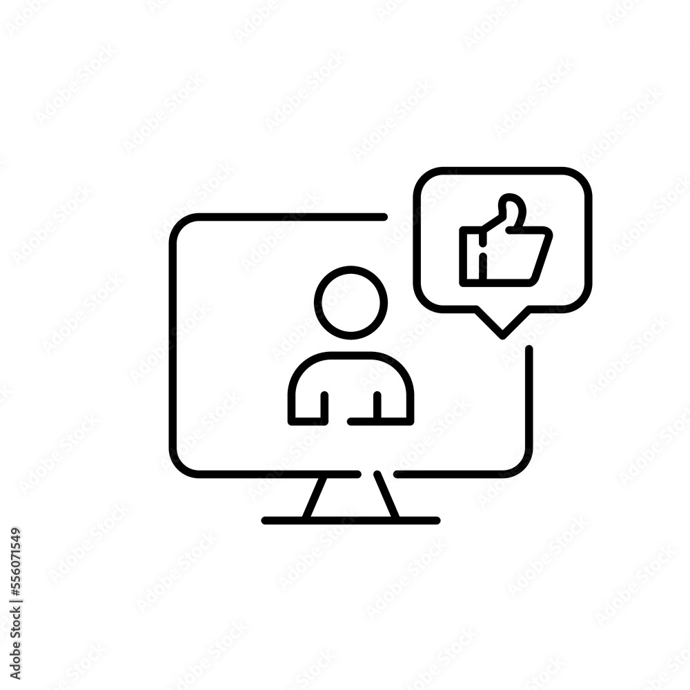 Social media user avatar giving thumbs up reaction. Pixel perfect, editable stroke icon Social media user avatar giving thumbs up reaction. Pixel perfect, editable stroke icon