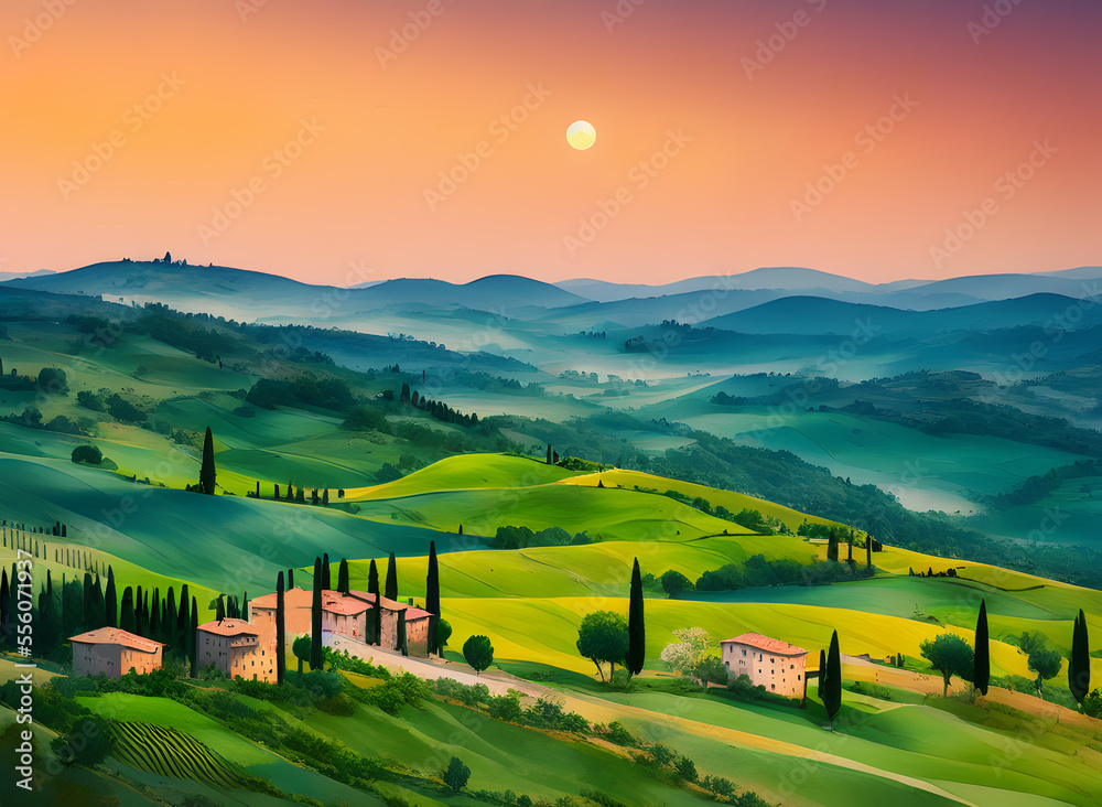 Tuscany Regional Style Landscape Illustration 6