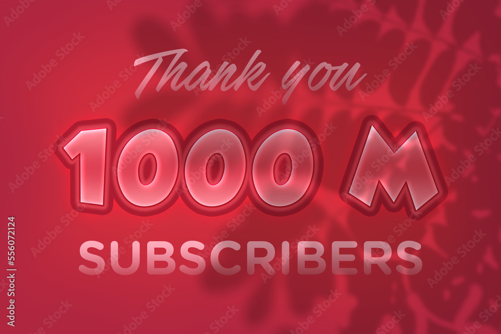 1000 Million subscribers celebration greeting banner with Red Embossed Design 1000 Million subscribers celebration greeting banner with Red Embossed Design