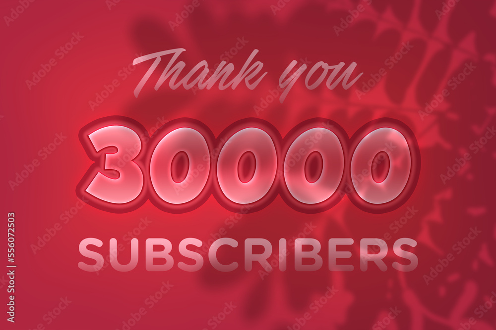 30000 subscribers celebration greeting banner with Red Embossed Design 30000 subscribers celebration greeting banner with Red Embossed Design
