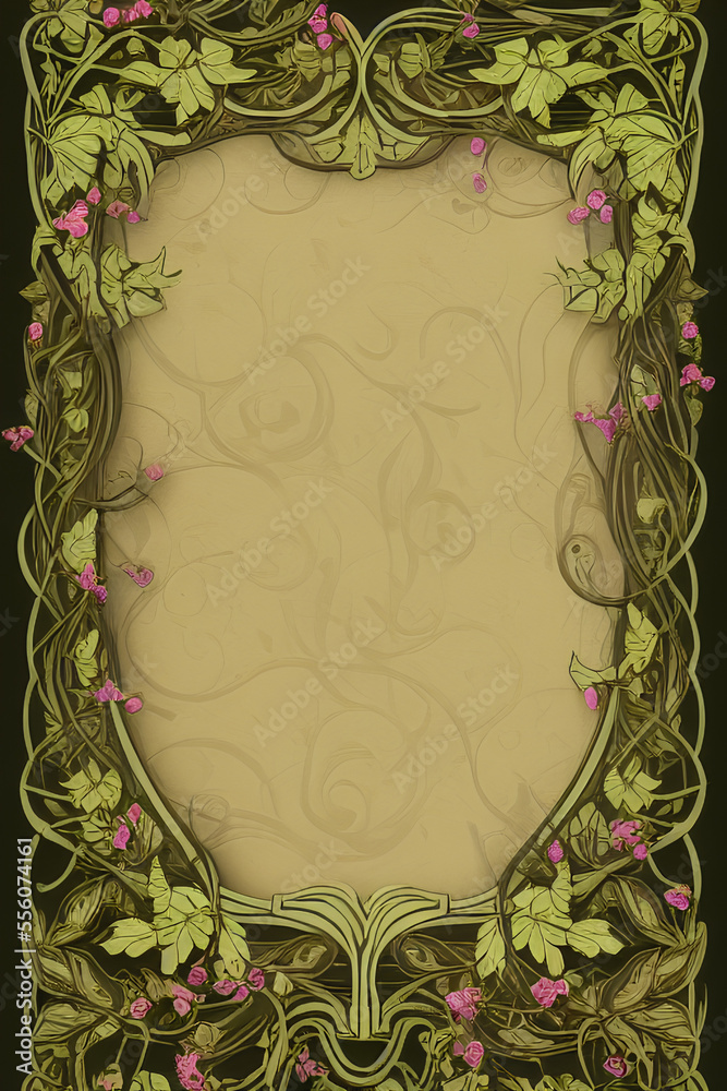 Art Nouveau frame. Generative AI
