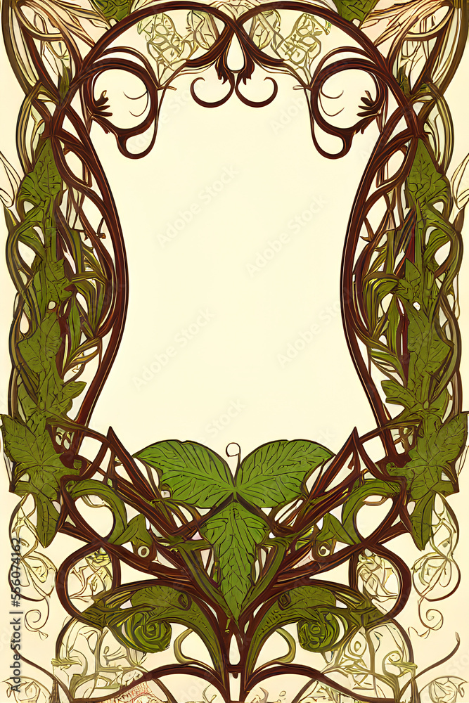 Art Nouveau frame. Generative AI