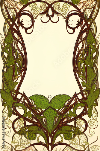 Obraz na płótnie Art Nouveau frame. Generative AI w salonie