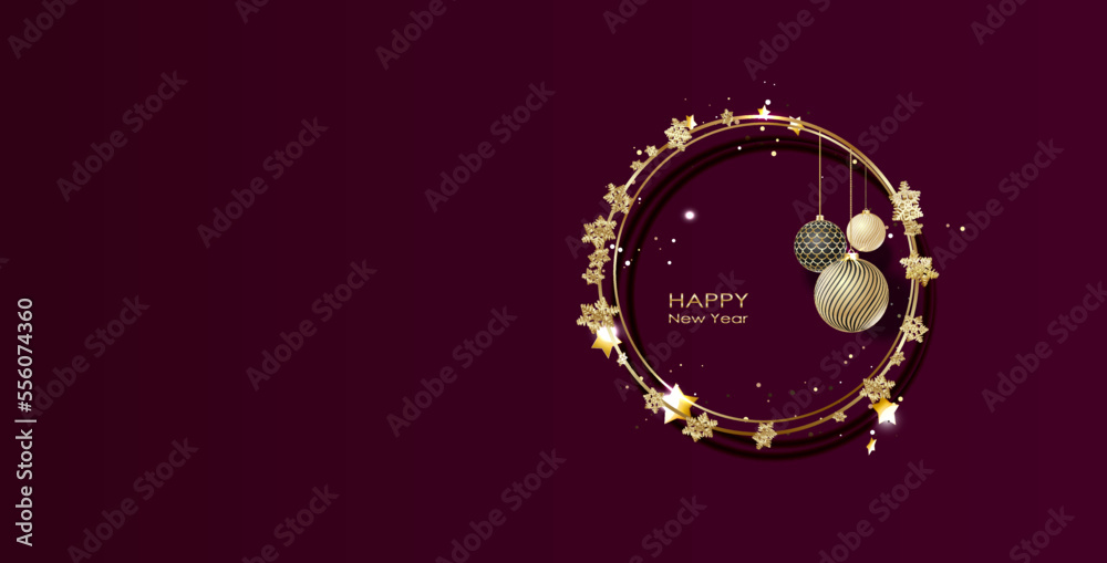 Happy new year. New year banner with circle for show product. Greeting card. Happy new year. New year banner with circle for show product. Greeting card.