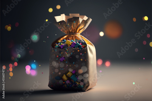 Papier peint close-up of a New Year's Eve party favour or goodie bag filled with confetti or