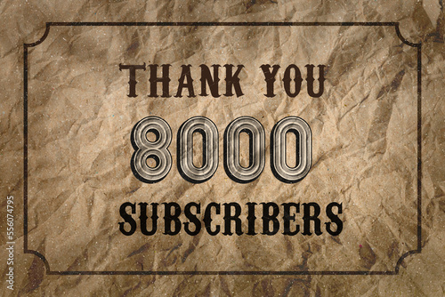8000 subscribers celebration greeting banner with Vintage Design