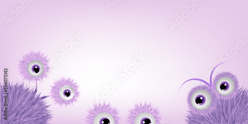 Pink shaggy monsters with eyes.