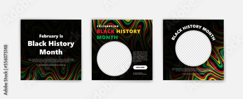 Collection of black history month social media posts. Celebrating black history month.