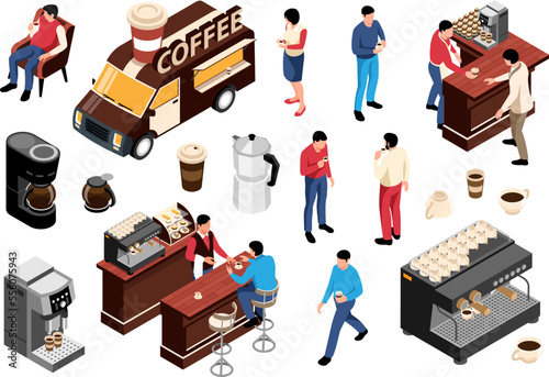 Isometric Coffee Icon Set