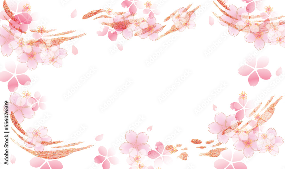 桜　春の背景イラストフレーム