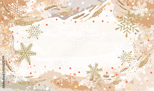 雪　冬のフレームイラスト背景