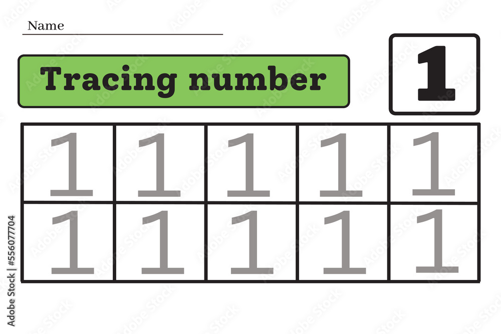 Number 1. Trace and write. Handwriting practice. Learning numbers for kids. Education developing worksheet. Activity page. Game for kids. Isolated vector illustration. Number 1. Trace and write. Handwriting practice. Learning numbers for kids. Education developing worksheet. Activity page. Game for kids. Isolated vector illustration.