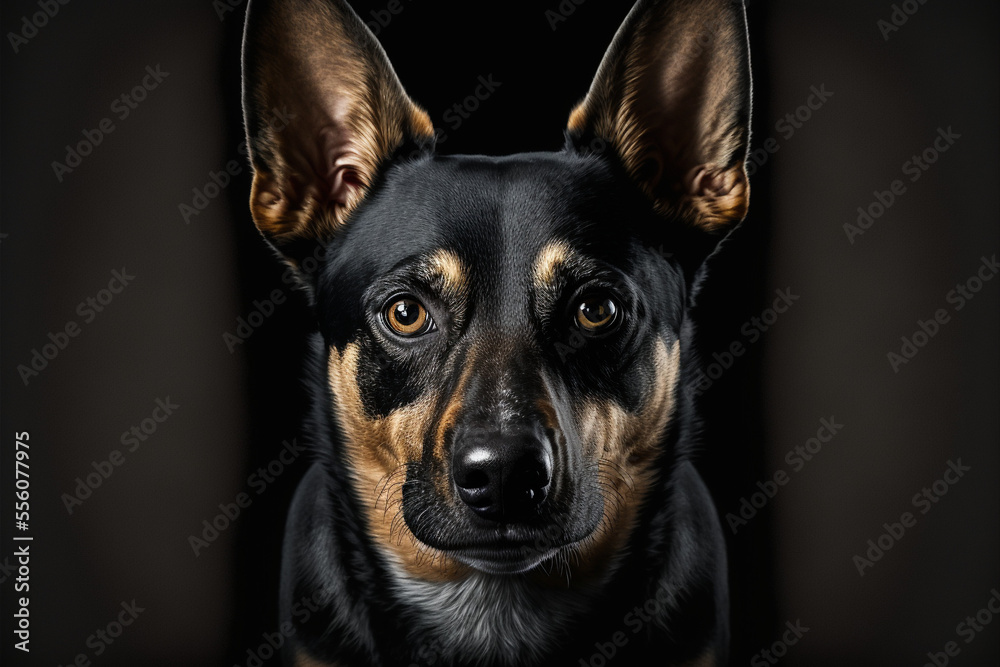 Beautiful dog in front of a black background Beautiful dog in front of a black background