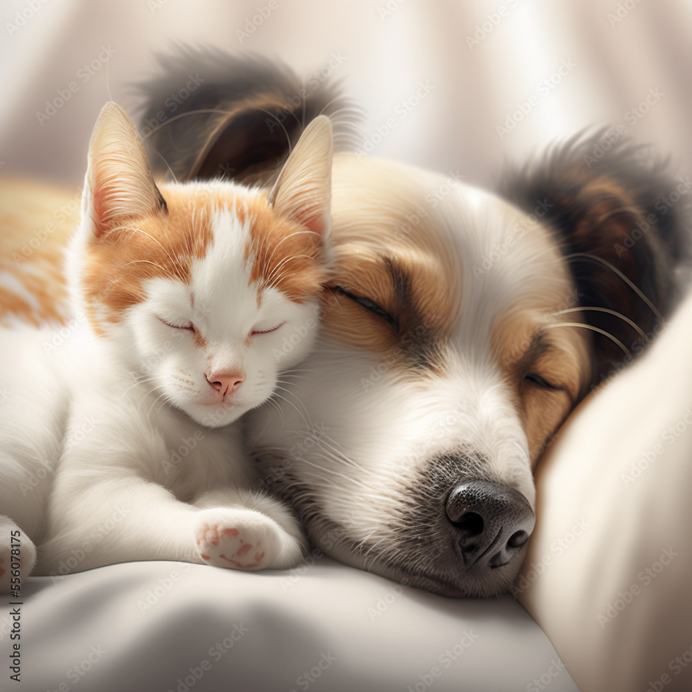 Friendship between a cat and a dog Friendship between a cat and a dog