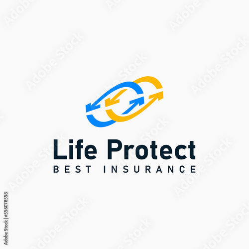 abstract iconic logo business design for life insurance protect life investment. elegant arrow invest your life logo vector design template with modern, simple and colorful styles isolated on white