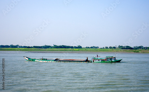 A cargo ship on the river