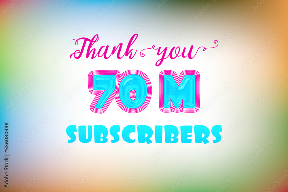 70 Million  subscribers celebration greeting banner with Jelly Design