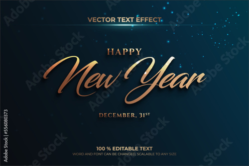 Happy new year editable text effect with dark blue backround style	 photo