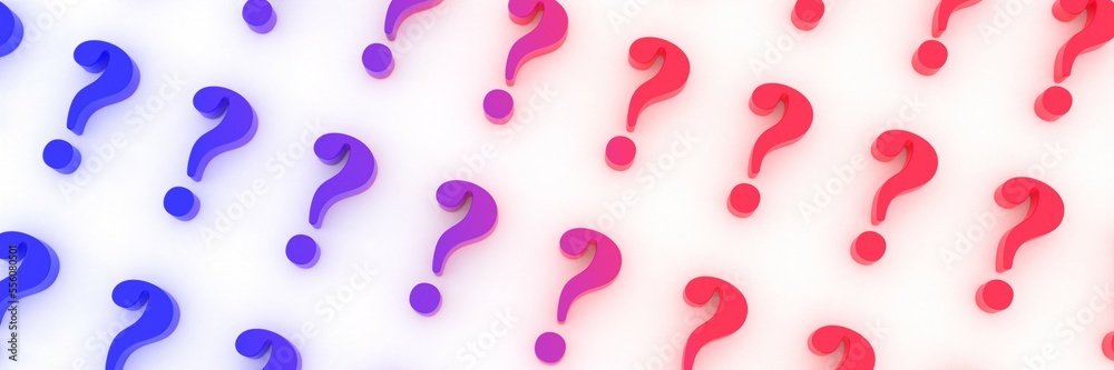 Colored question marks background concept. 3D Rendering. Colored question marks background concept. 3D Rendering.