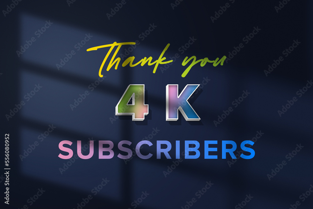 4 K subscribers celebration greeting banner with 3D Extrude Design 4 K subscribers celebration greeting banner with 3D Extrude Design
