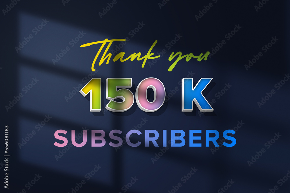 150 K subscribers celebration greeting banner with 3D Extrude Design