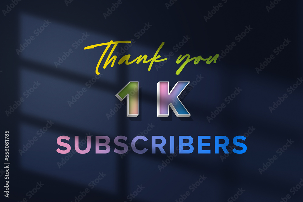 1 K subscribers celebration greeting banner with 3D Extrude Design 1 K subscribers celebration greeting banner with 3D Extrude Design
