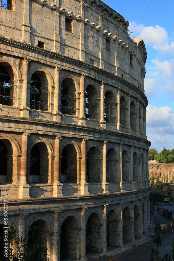 Fototapeta premium The stone walls of the ancient Colosseum in Rome
