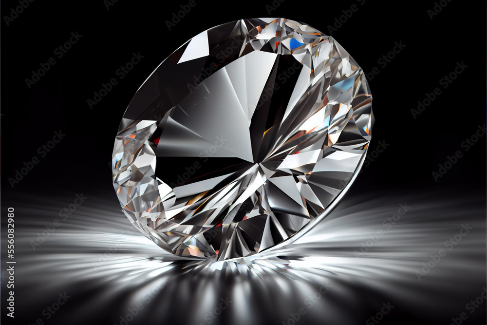 Sparkly and shiny diamond on black background
