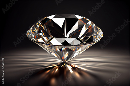 Sparkly and shiny diamond on black background