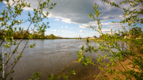 A view on a bridge crossing the Loire River in Cosne-Cours-sur-Loire, Burgundy, France