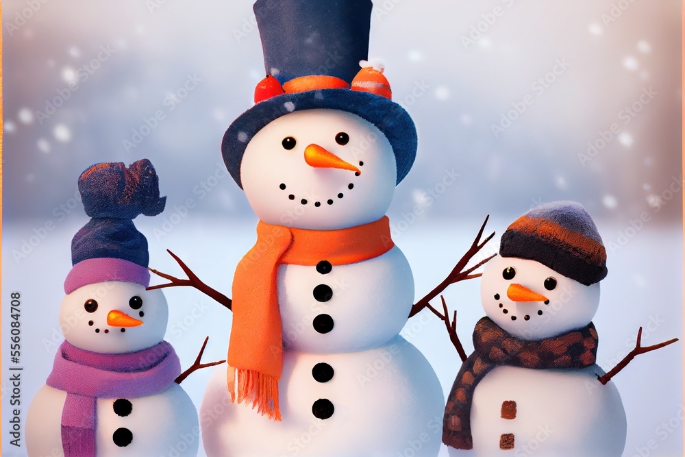 Snowman Snowmen Christmas Coal Eyes Carrot Nose Hat Scarf Winter Illustrated Snowy Snow Background Image Snowman Snowmen Christmas Coal Eyes Carrot Nose Hat Scarf Winter Illustrated Snowy Snow Background Image