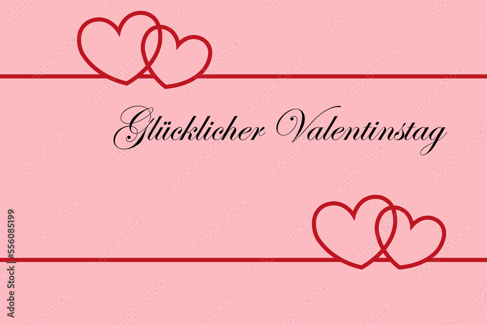 Minimalistic background design with hearts and the inscription in German 