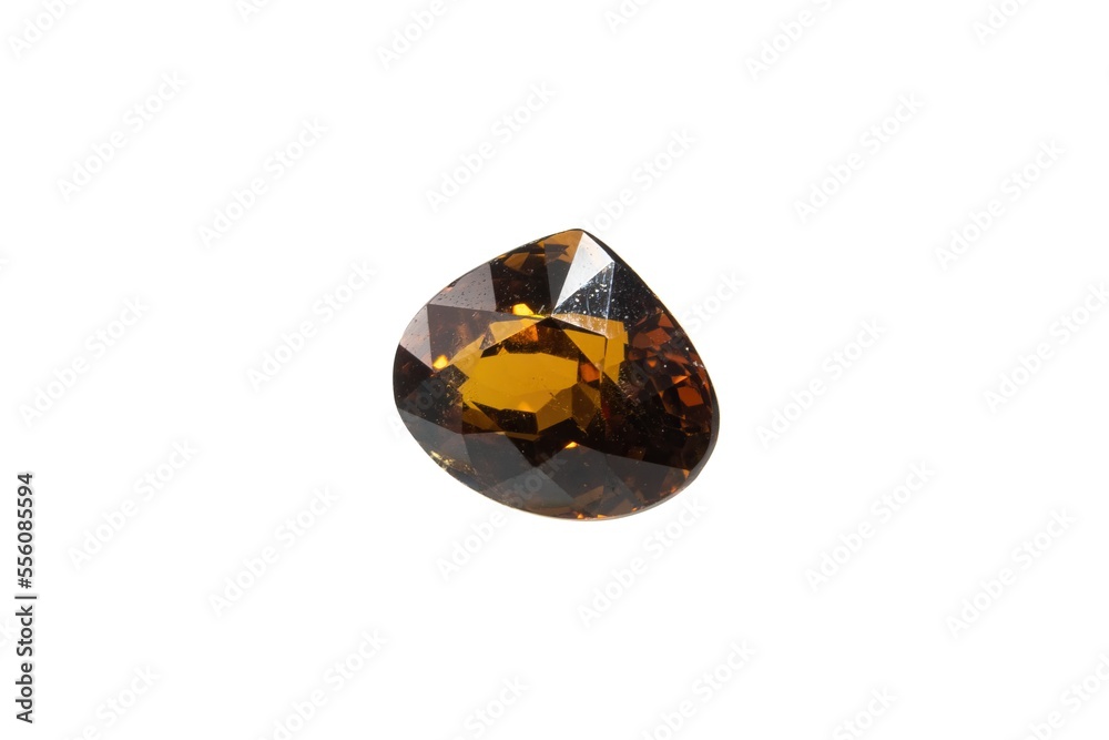 Natural grossular garnet gemstone on white background Natural grossular garnet gemstone on white background