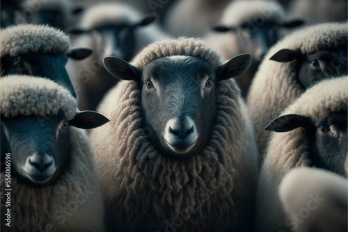 Flock Of Black Sheep Staring At One Directions Generative AI