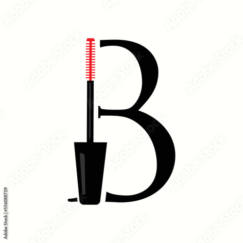 logo letter b with icon mascara brush vector design	