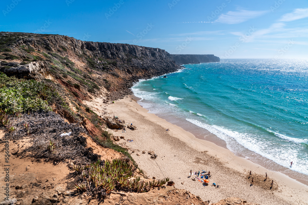 Black cliffs at Telheiro Beach, Algarve, Portugal