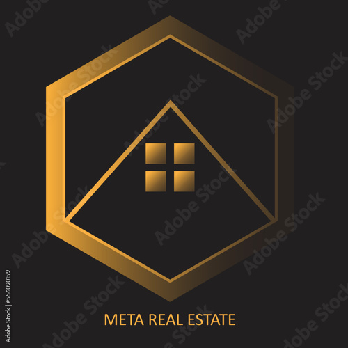 Logo Template Meta Real Estate. Usable for digital real estate and property investment technology.
