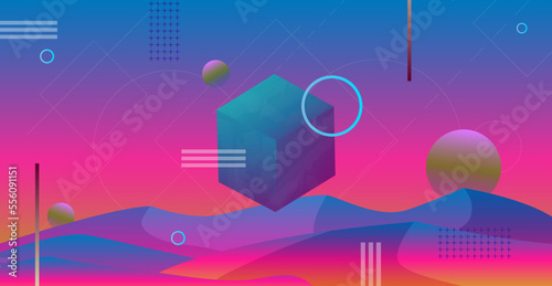 Space landscape, fantastic expanses of space. Abstract drawing of the future, science fiction and astronomy.