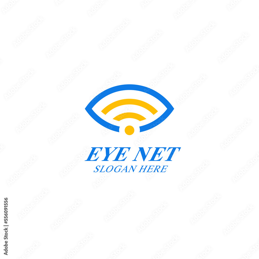 Vector eye icon with connection logo design Vector eye icon with connection logo design