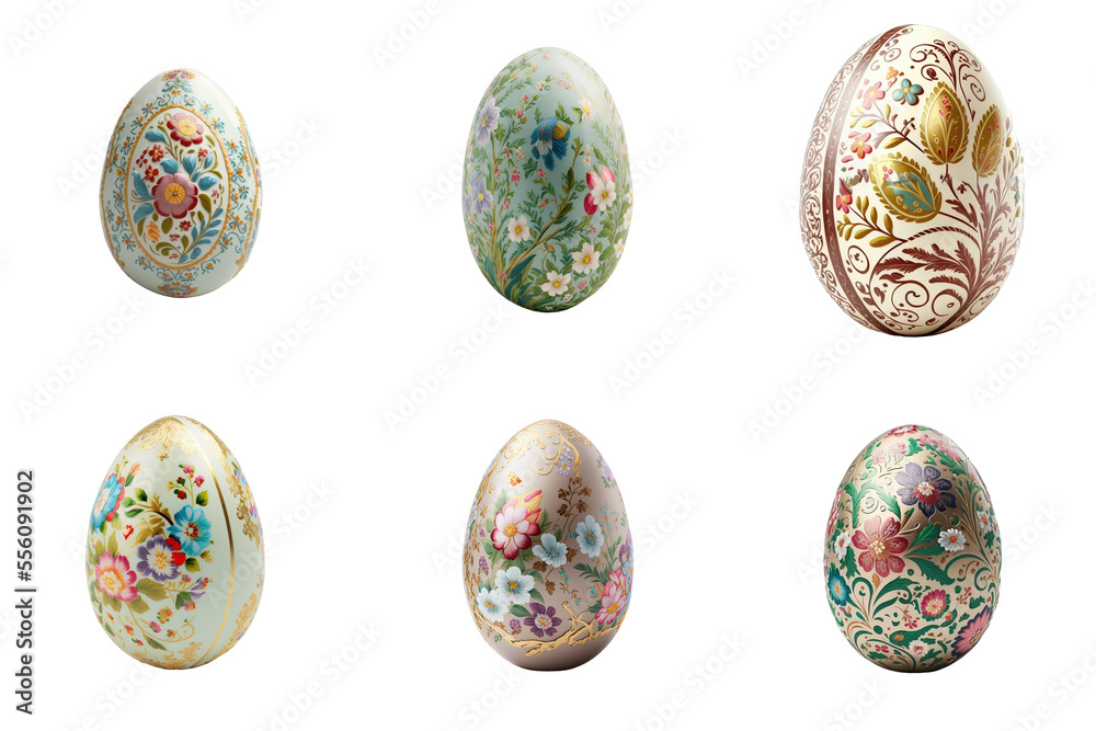 Hand painted Easter egg isolated on transparent background