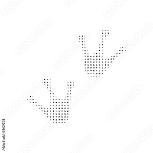 The frog tracks symbol filled with black dots. Pointillism style. Vector illustration on white background