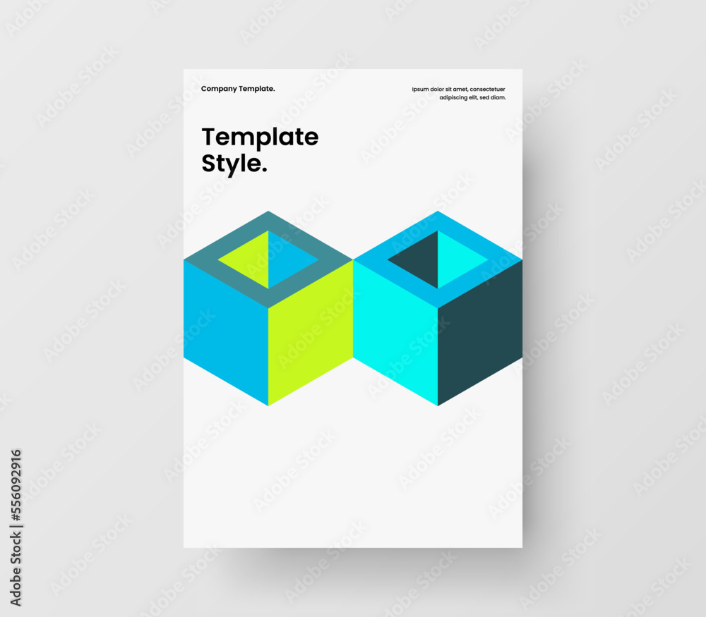 Trendy geometric tiles annual report template. Original postcard design vector concept.
