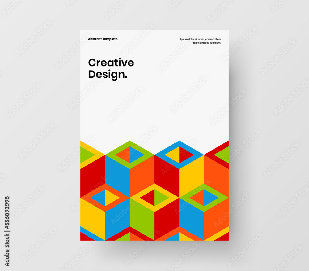 Bright geometric pattern company identity illustration. Original journal cover vector design concept.