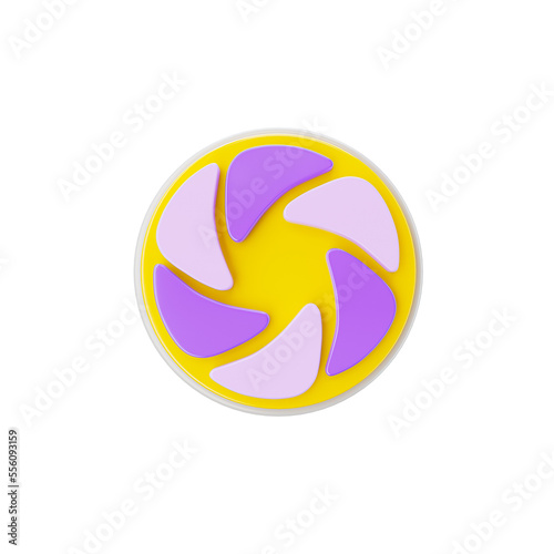 Camera shutter 3d icon in transparent background. 3d symbol and sign. Modern and minimalistic. 3D rendered Illustration.