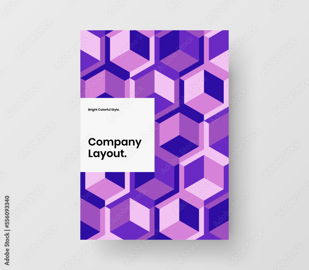 Fototapeta premium Simple geometric hexagons postcard layout. Unique corporate brochure vector design concept.