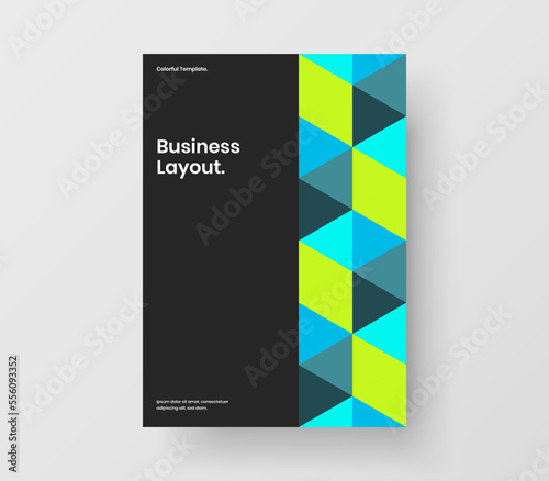 Premium mosaic tiles corporate brochure template. Minimalistic catalog cover design vector illustration.