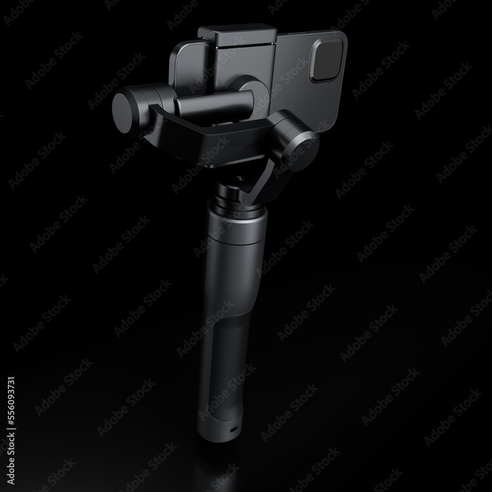 Realistic smartphone with blank white screen and selfie stick isolated on black Realistic smartphone with blank white screen and selfie stick isolated on black