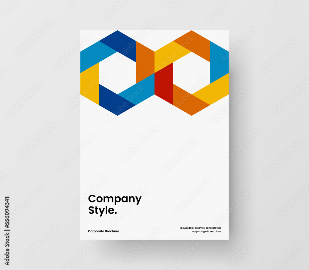 Unique corporate brochure vector design illustration. Original mosaic shapes book cover concept.